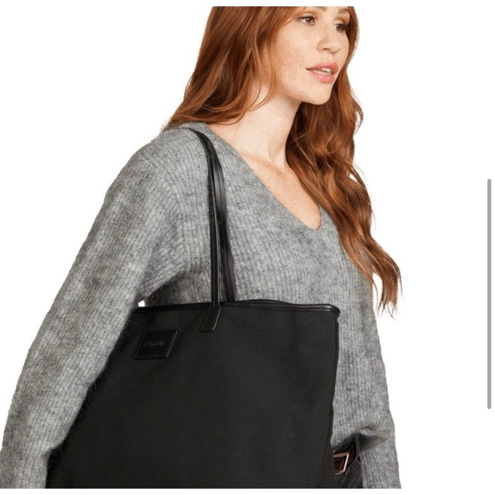 NEW Cleobella Large Black Canvas Tote 22"x12" - Picture 3 of 7